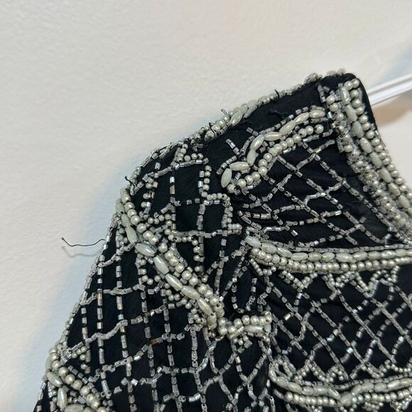 Stenay Womens Beaded Top Small Silk Black Sequin Flapper Party‎ New Years - Picture 8 of 11